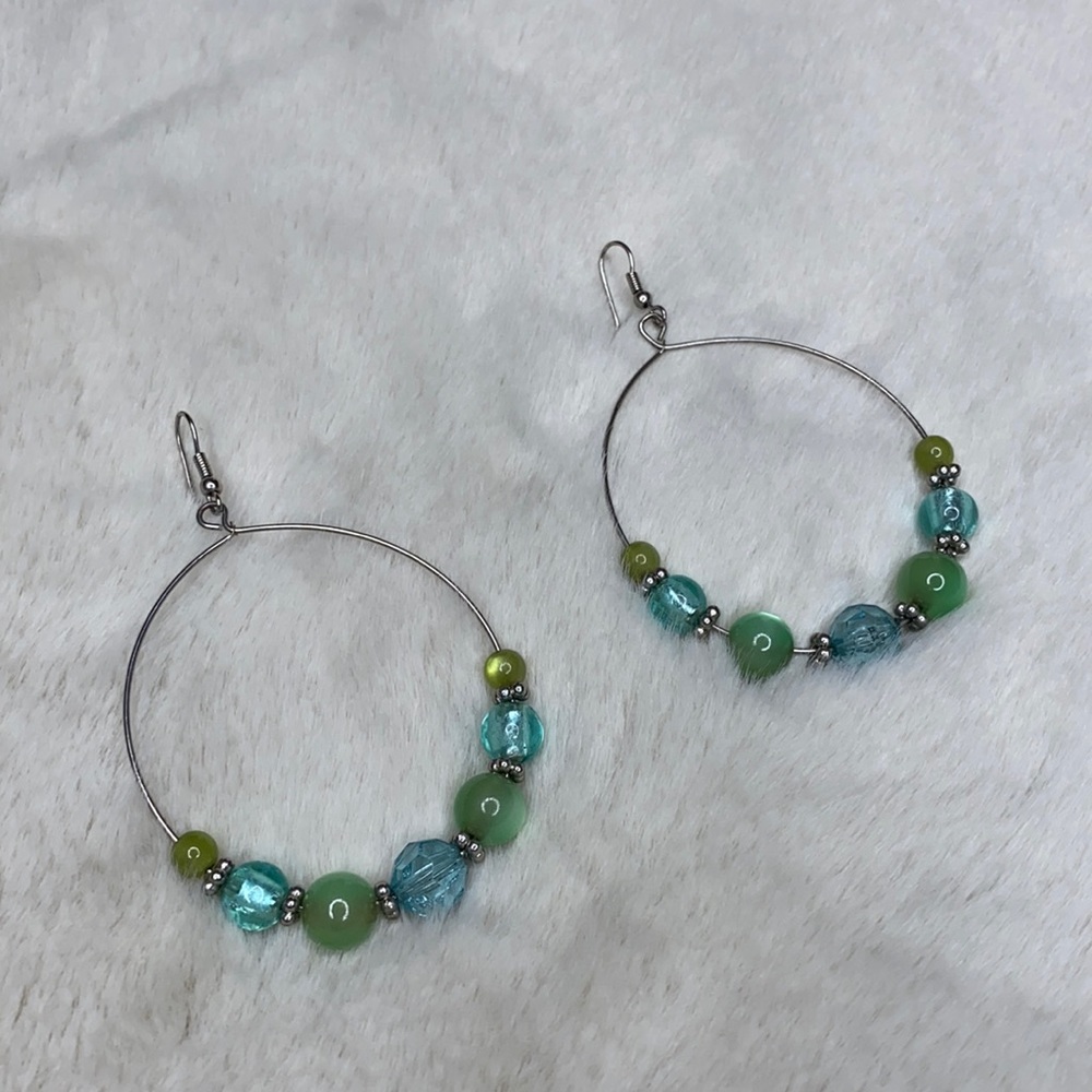 Hoop Beaded Dangling Earrings